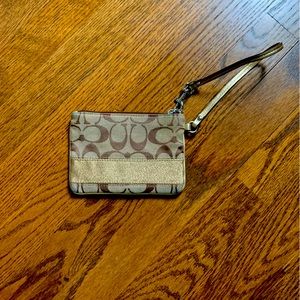 Coach Wristlet - brown & gold